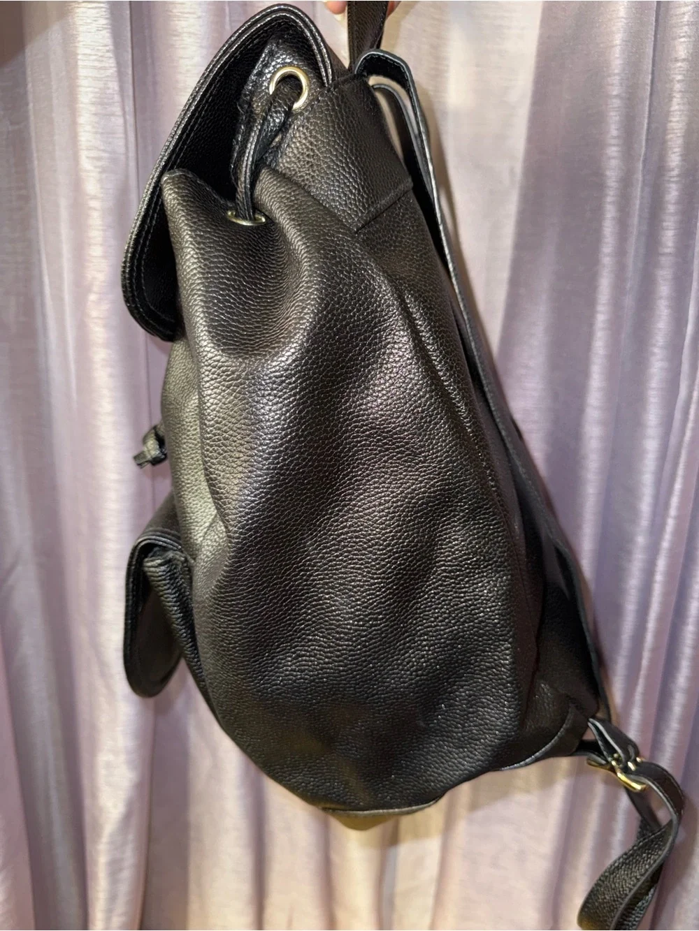 Bella Russo Black Faux Leather Backpack NWT